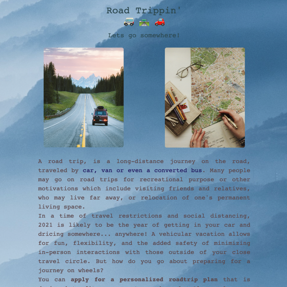 Roadtrip project preview